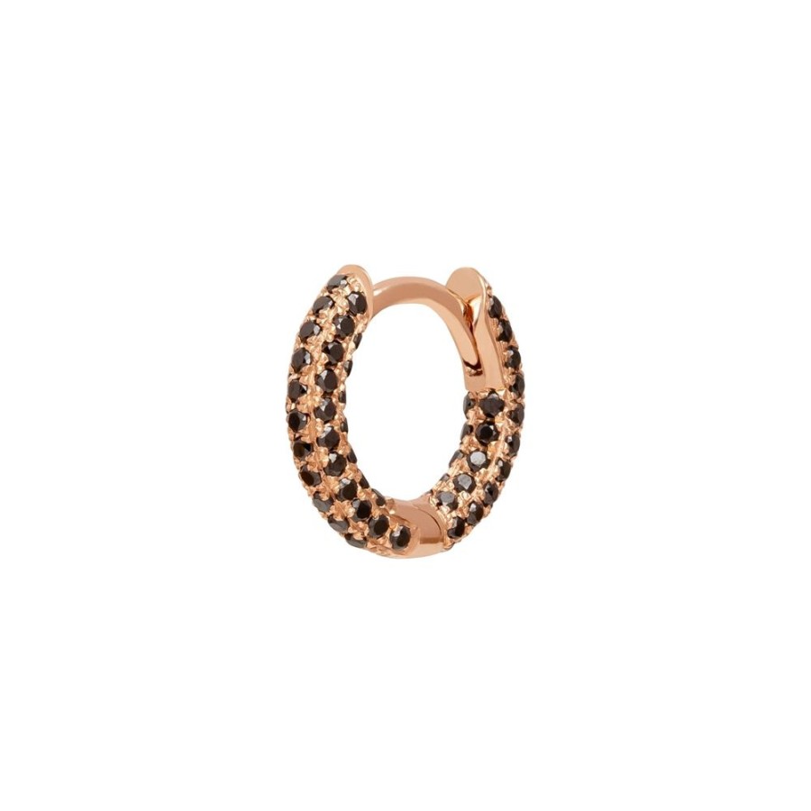 Jewelry Trouver | Five Row Black Diamond Huggie 6.5Mm - Rose Gold