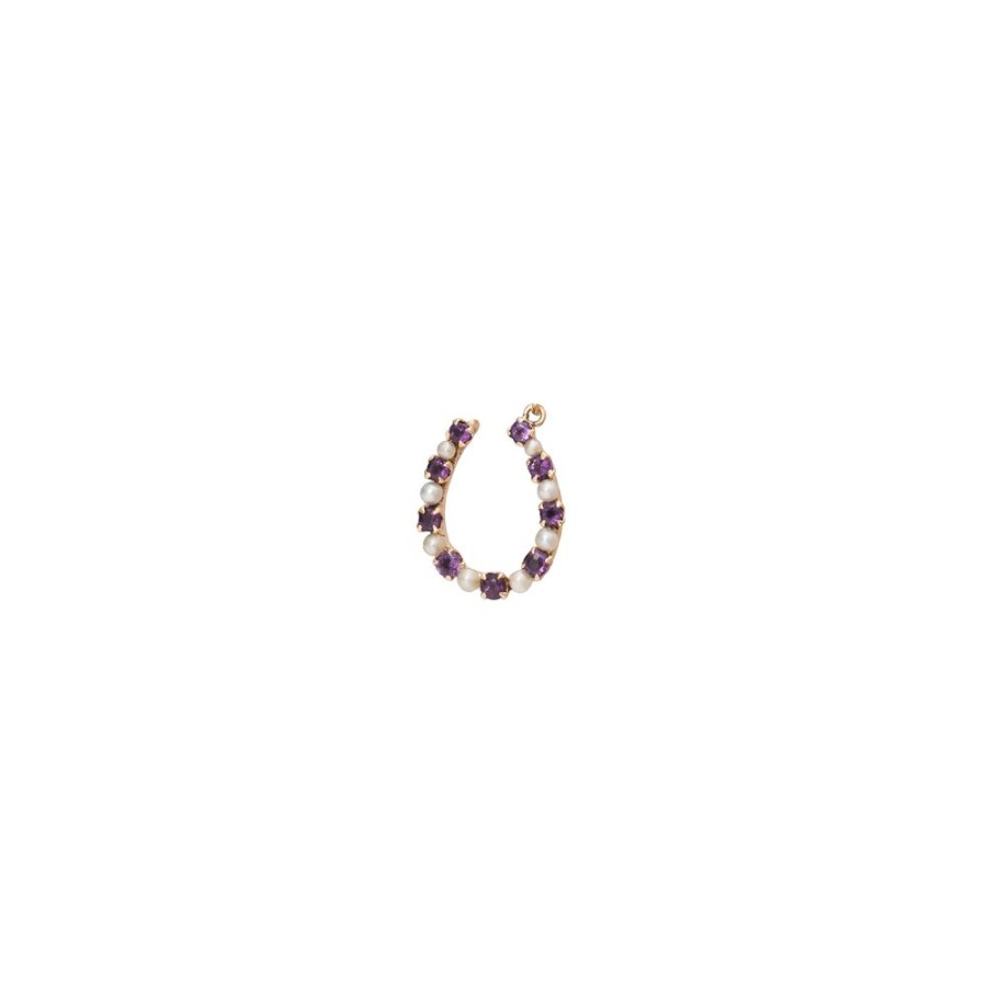 Jewelry Antique & Vintage Jewelry | Amethyst Pearl Horseshoe Charm