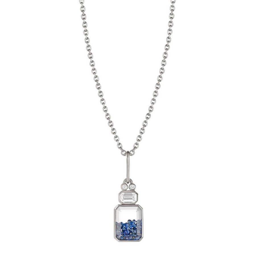 Jewelry Moritz Glik | Petite Robot Sapphire Shaker Pendant Necklace