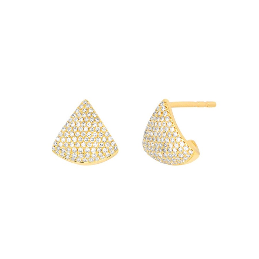 Jewelry EF Collection | Chevron Diamond Studs - Yellow Gold