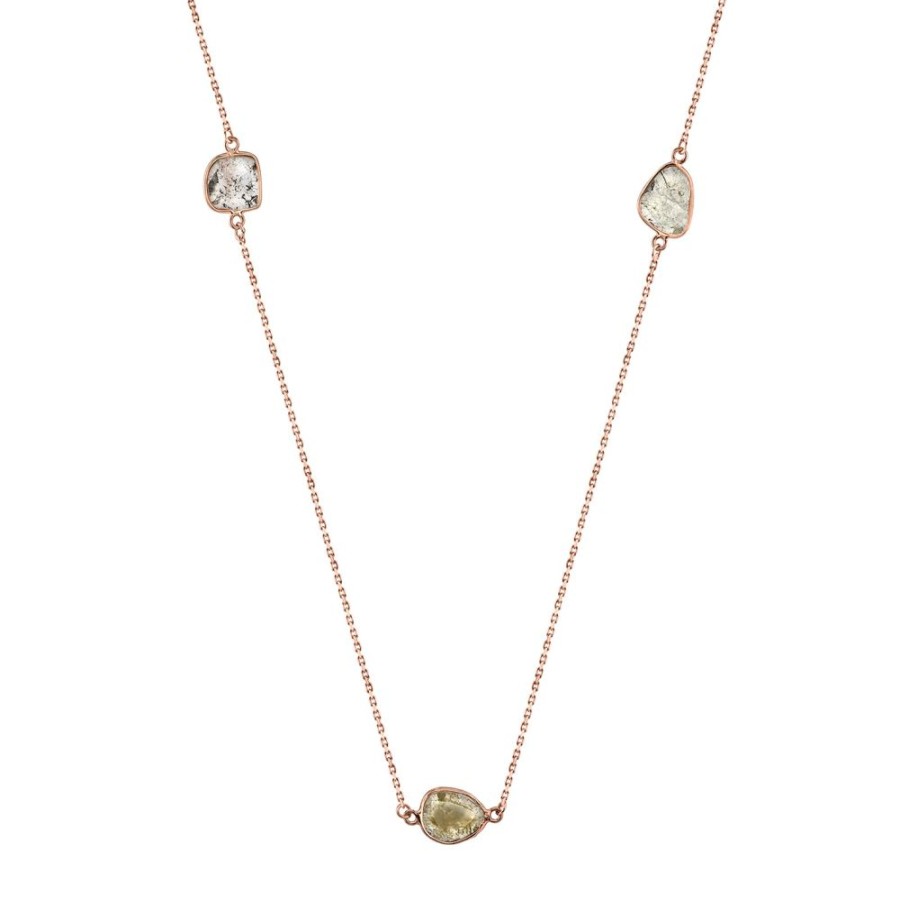 Jewelry Borgioni | Slice Diamond Triple Necklace - Rose Gold