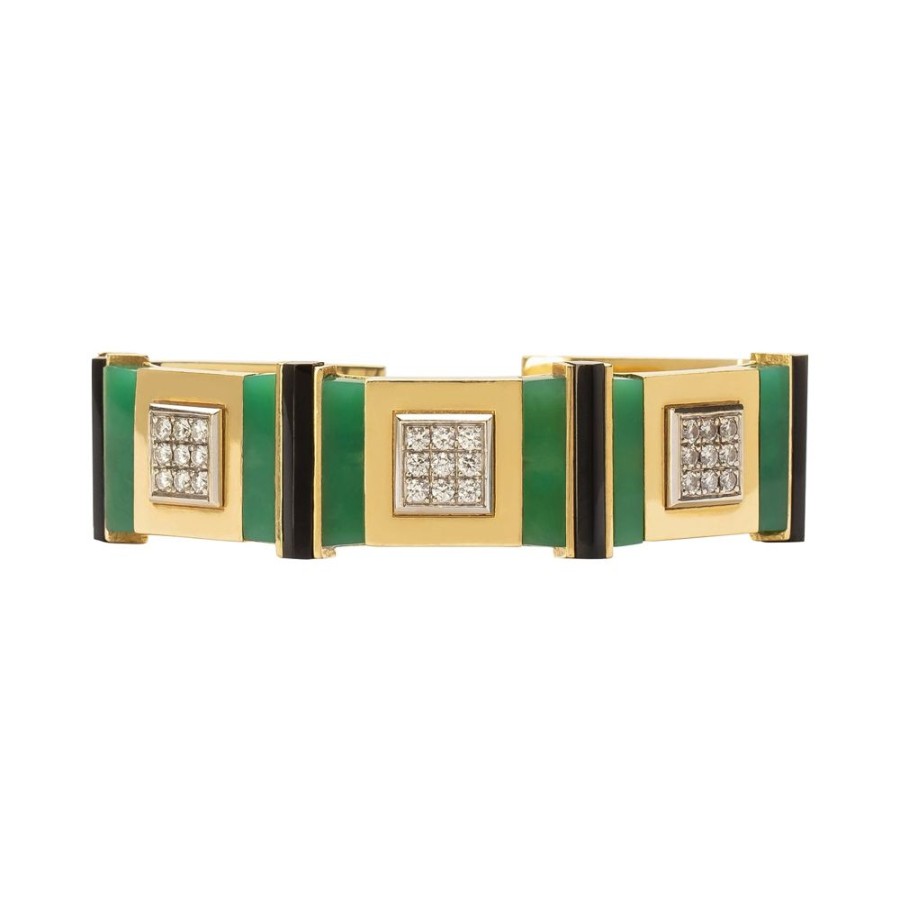 Jewelry Jenna Blake | Deco Diamond Bracelet - Chrysoprase & Onyx