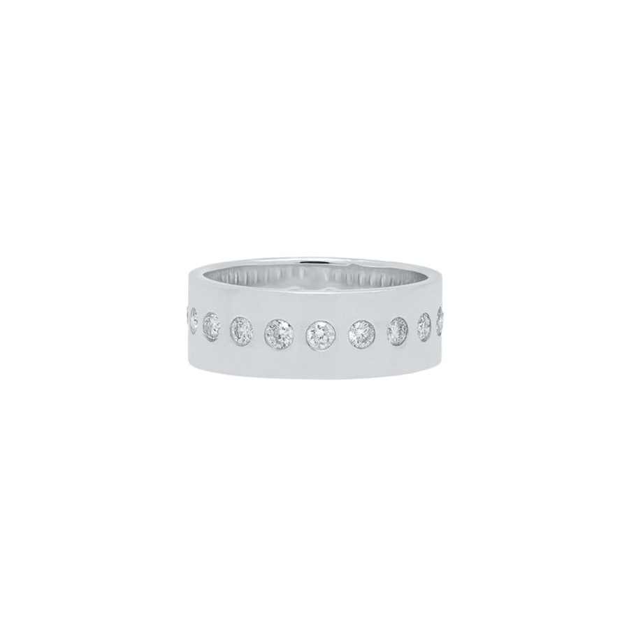 Jewelry Nancy Newberg | Narrow Cigar Band With Row Of Diamonds - White Gold