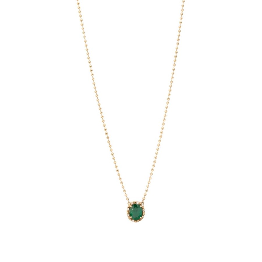 Jewelry BaYou with Love | Oval Emerald And Diamond Water Necklace