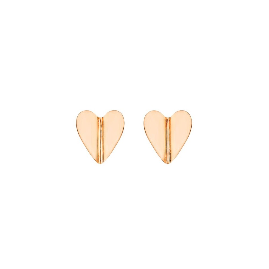 Jewelry Cadar | Medium Wings Of Love Folded Heart Earrings - Rose Gold