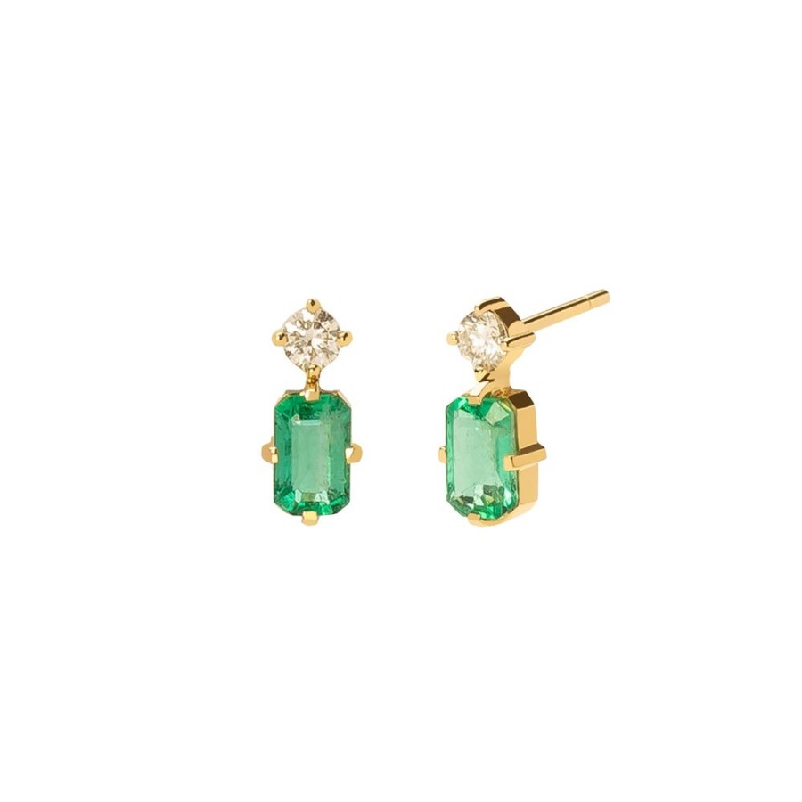 Jewelry YI Collection | Deco Earrings - Emerald & Diamond