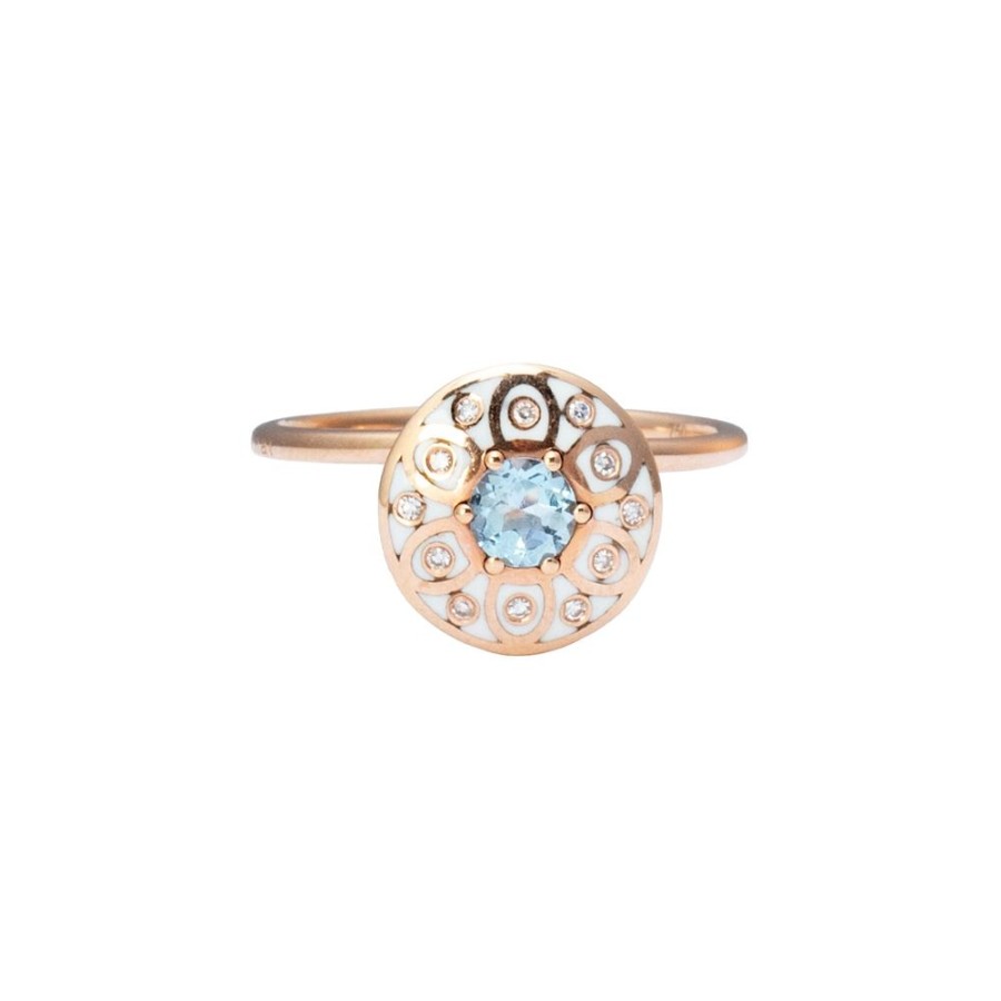 Jewelry Selim Mouzannar | Aquamarine And Diamond Ring - Ivory Enamel