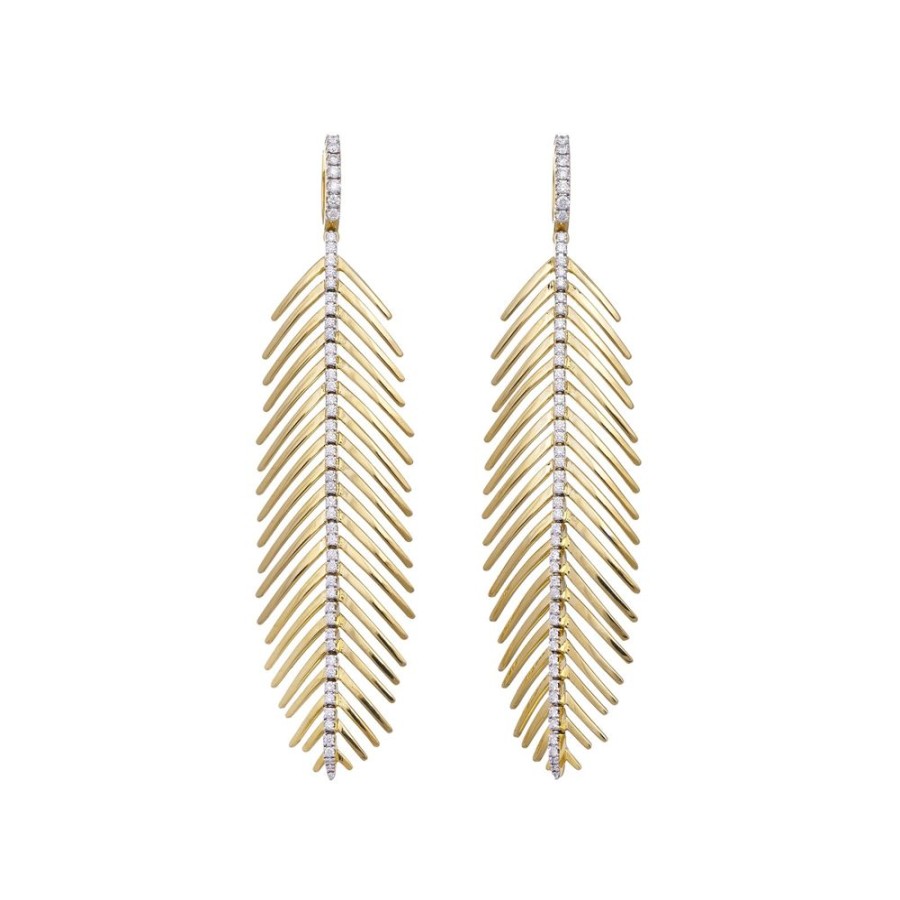 Jewelry Sidney Garber | Feathers That Move Earrings - Yellow Gold