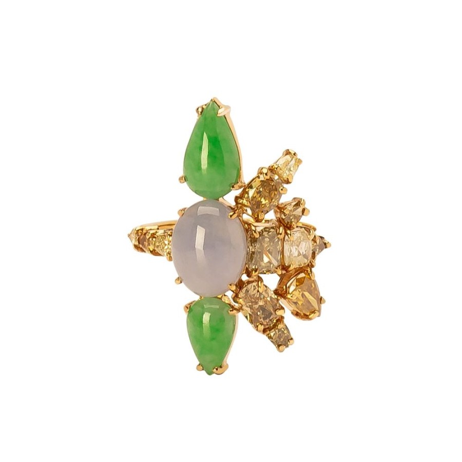 Jewelry Xiao Wang | Galaxy Statement Ring - Burma Jadeite & Colored Diamond