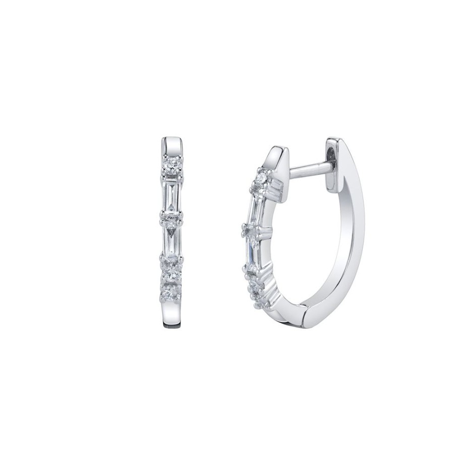 Jewelry Borgioni | Mixed Cut Diamond Mini Huggies - White Gold