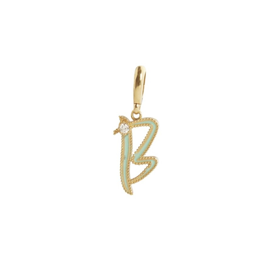 Jewelry Jenna Blake | Turquoise Enamel Initial B Charm