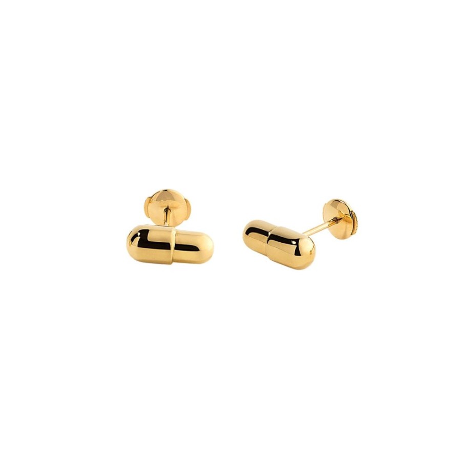 Jewelry Elior | Pill Stud Earrings - Yellow Gold