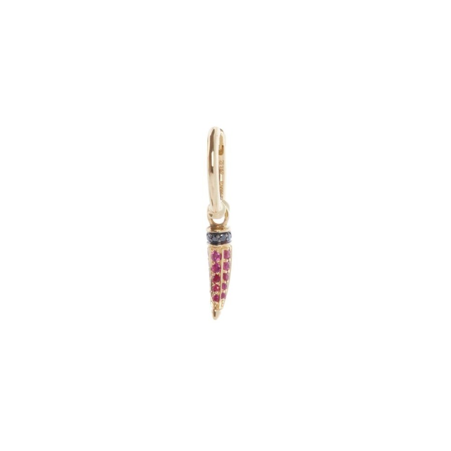 Jewelry Ara Vartanian | Horn Hoop Earring - Black Diamond And Ruby