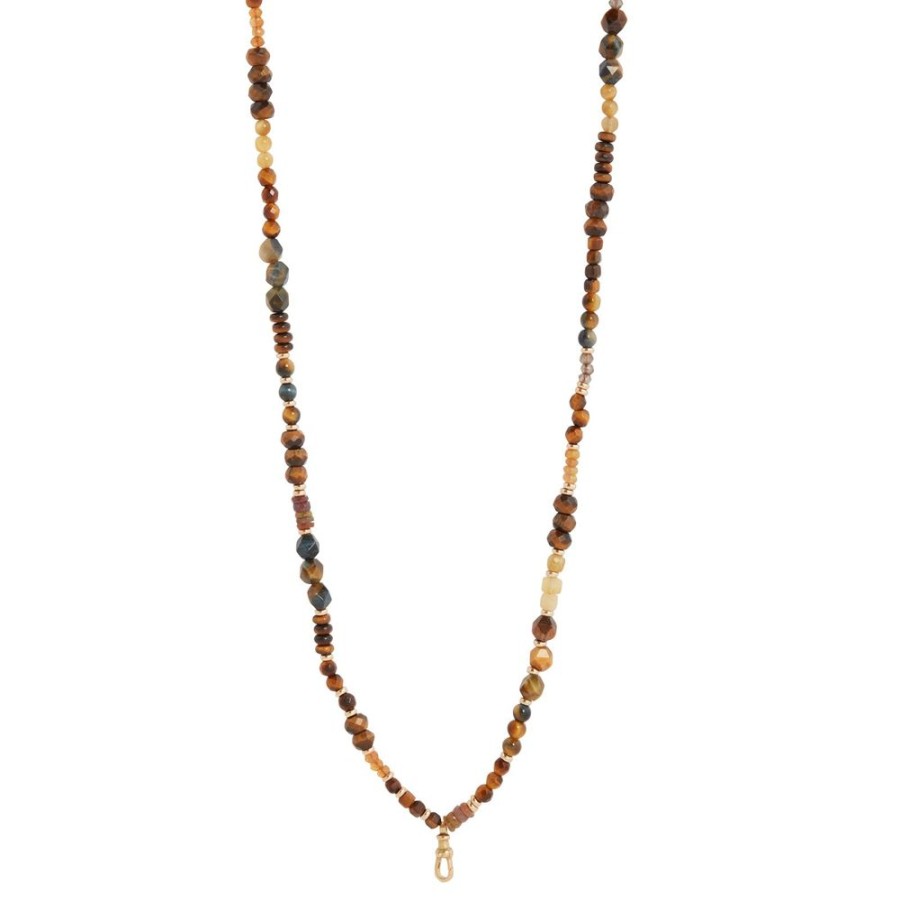 Jewelry Colette | Neutral Tone Jasper Beads Mantra Necklace