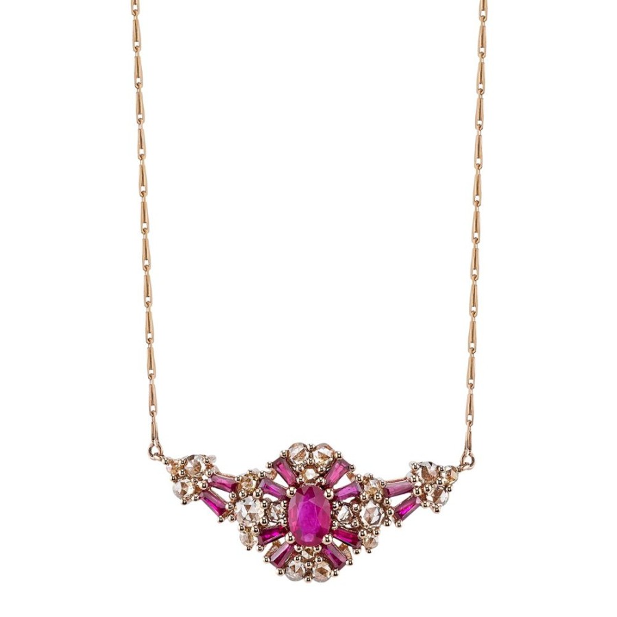 Jewelry Borgioni | Ruby Isabel Vintage Pendant Necklace - Rose Gold