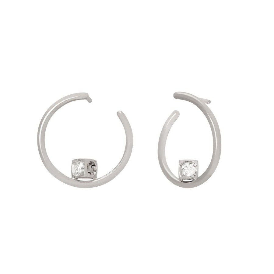 Jewelry Dinh Van | Le Cube Diamant Hoops - White Gold