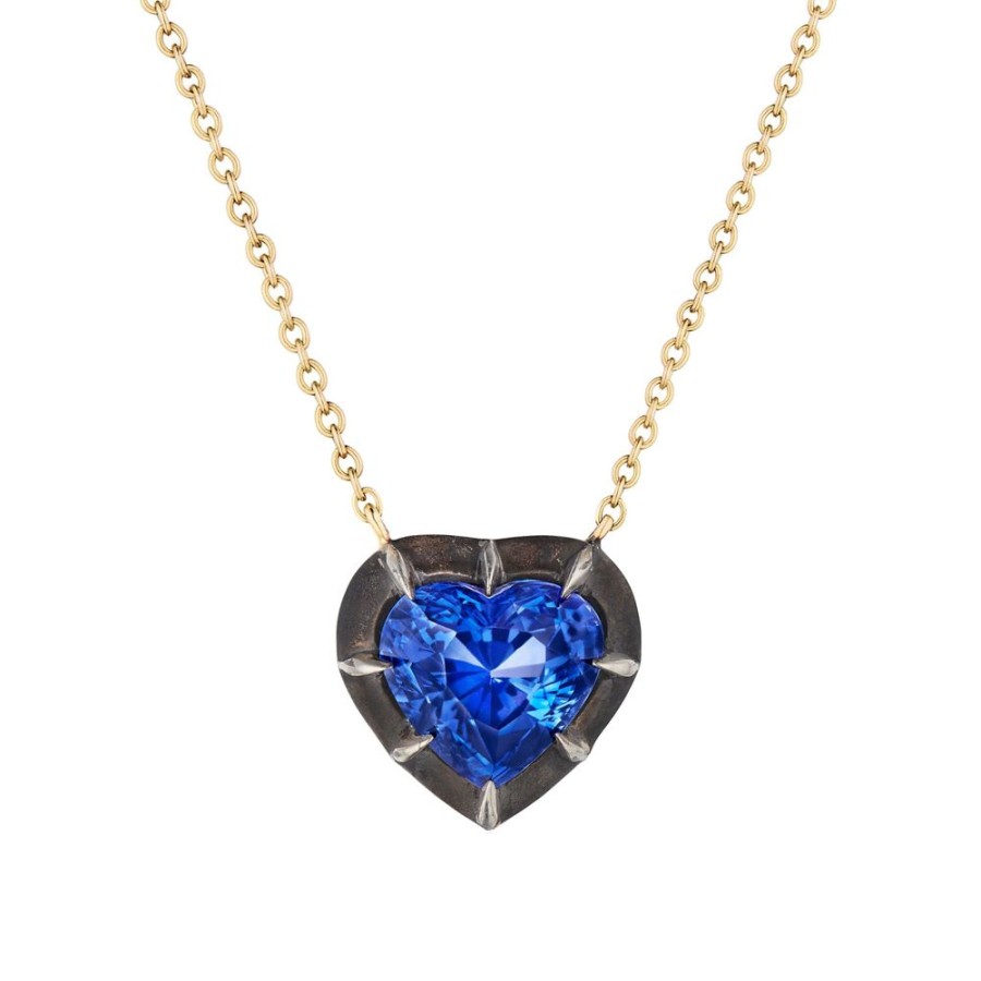 Jewelry Fred Leighton | Collet Heart-Shaped Necklace - Blue Sapphire