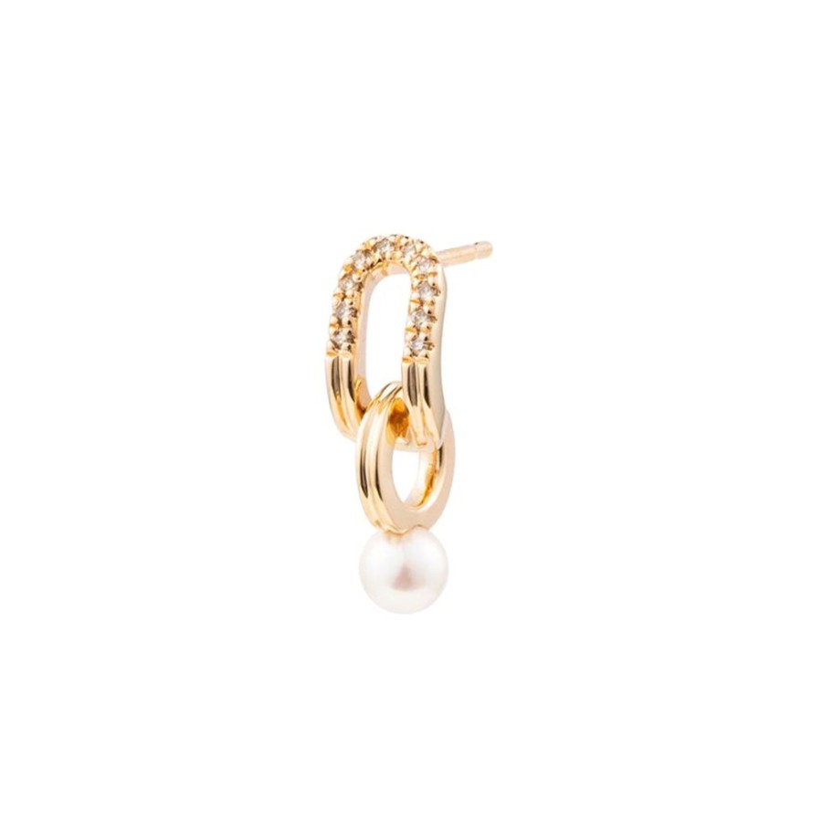 Jewelry Hirotaka | Oblong Beluga Earring - Diamond And Pearl