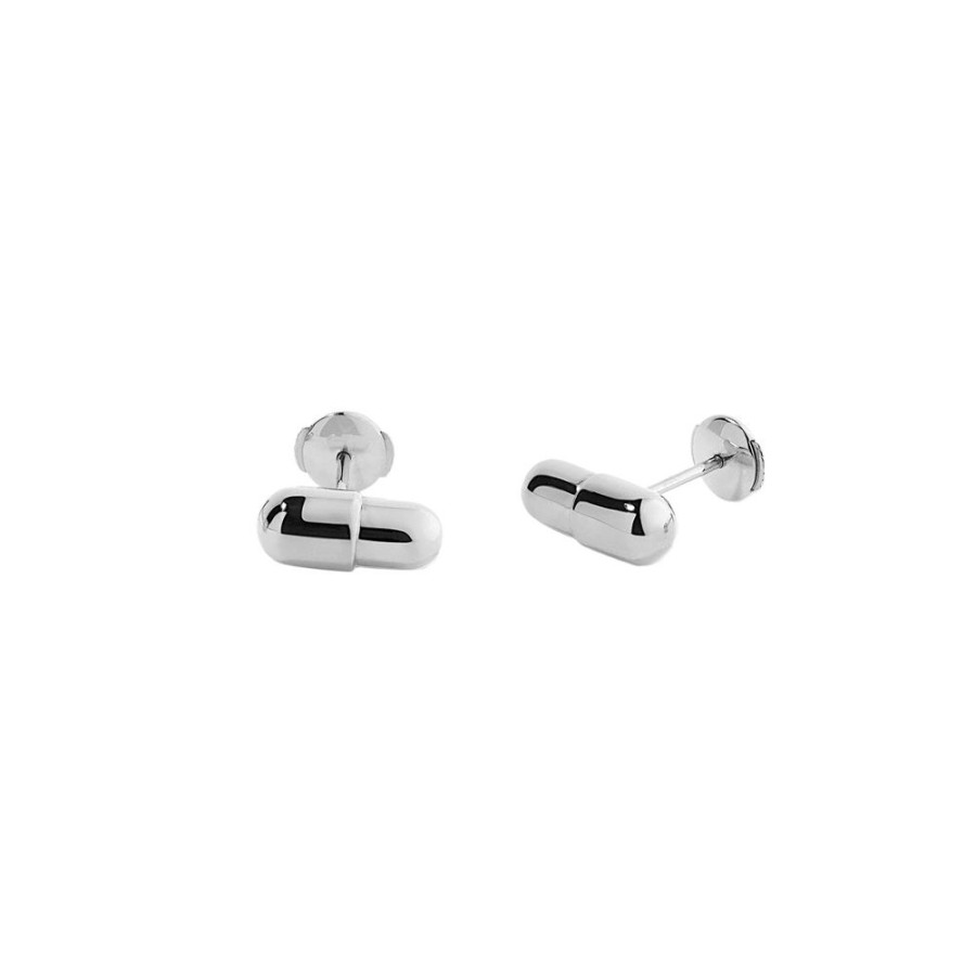 Jewelry Elior | Pill Stud Earrings - White Gold