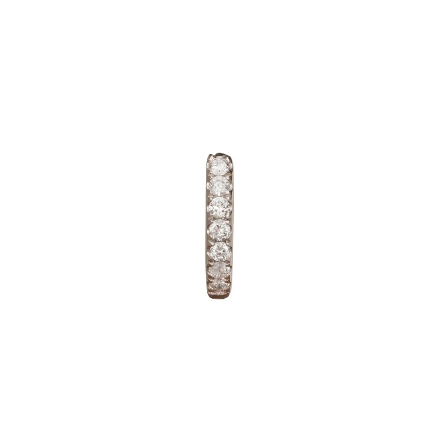 Jewelry Trouver | Half Paved Huggie 5Mm - White Gold