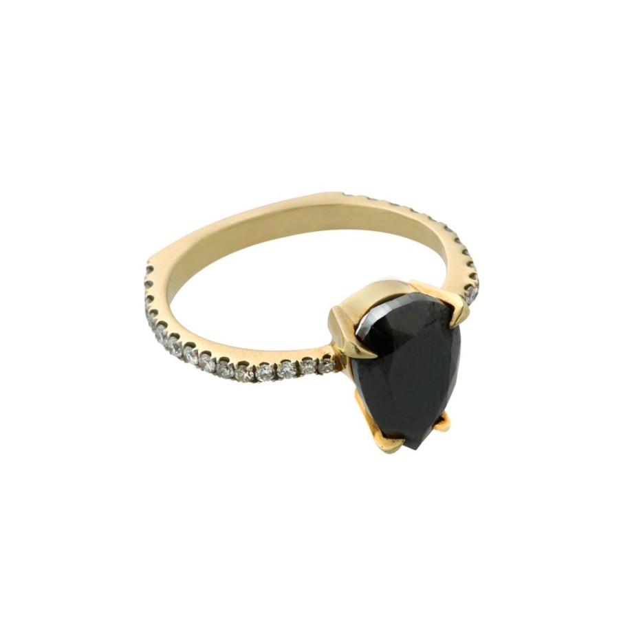 Jewelry Ara Vartanian | Pear-Shaped Black Diamond Ring