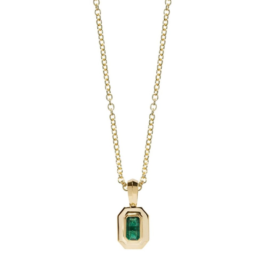 Jewelry Azlee | Staircase Petite Charm Necklace - Emerald