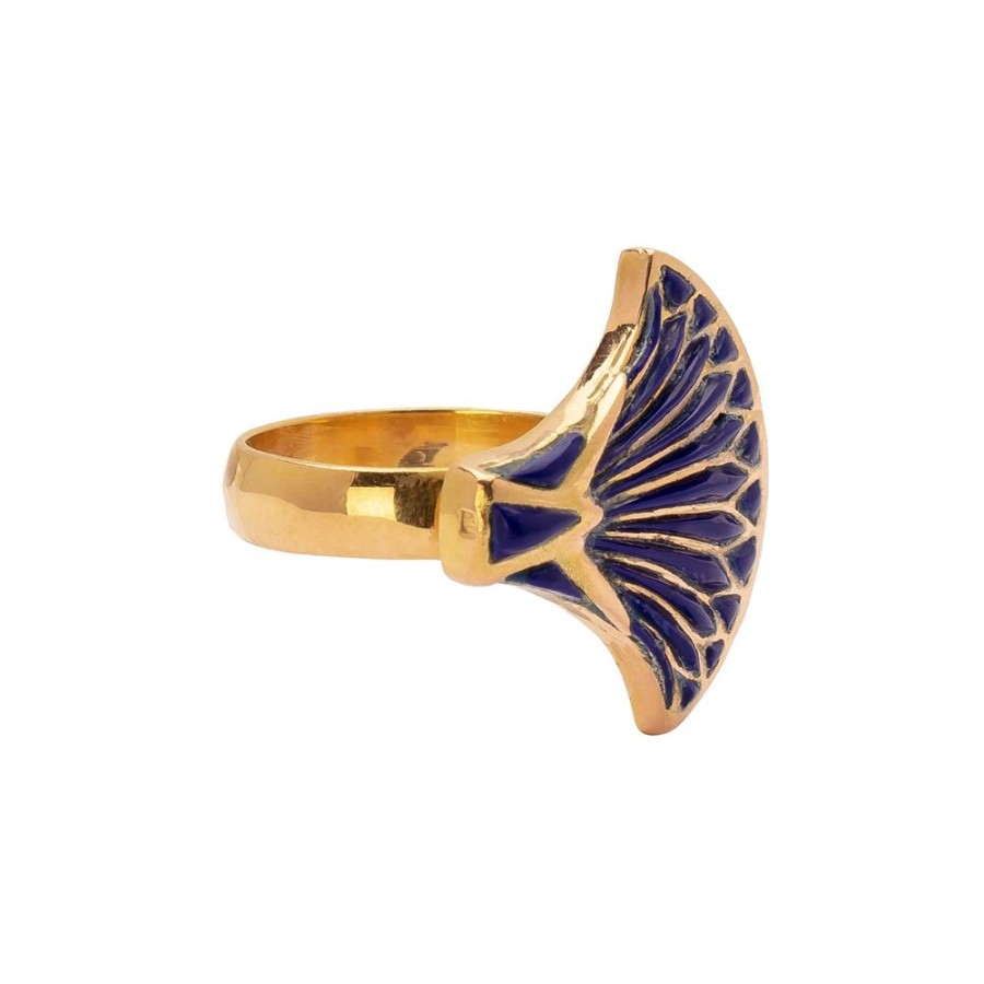 Jewelry Antique & Vintage Jewelry | Handmade Inlaid Lapis Lotus Blossom Ring