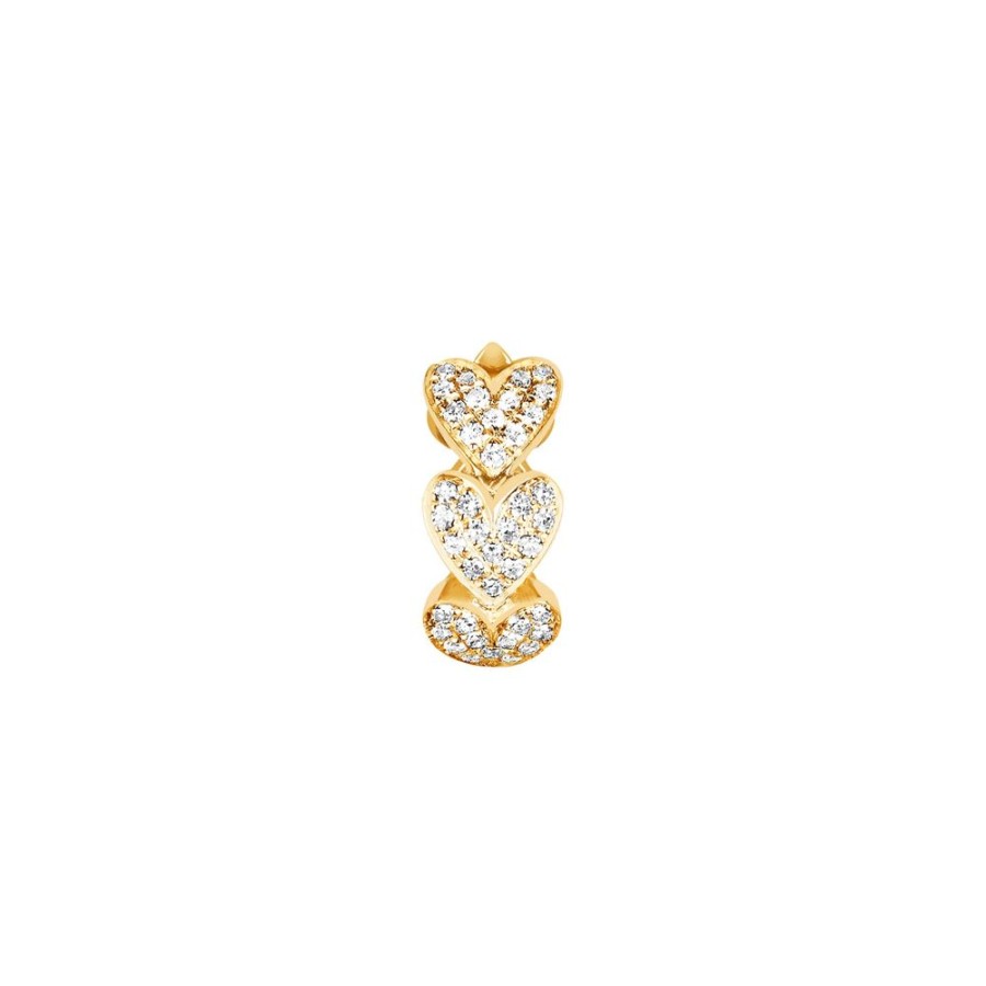 Jewelry EF Collection | Multi Heart Diamond Huggie - Yellow Gold