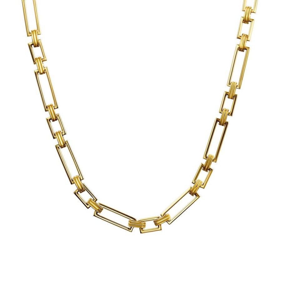 Jewelry Azlee | 16" Deco Link Chain Necklace