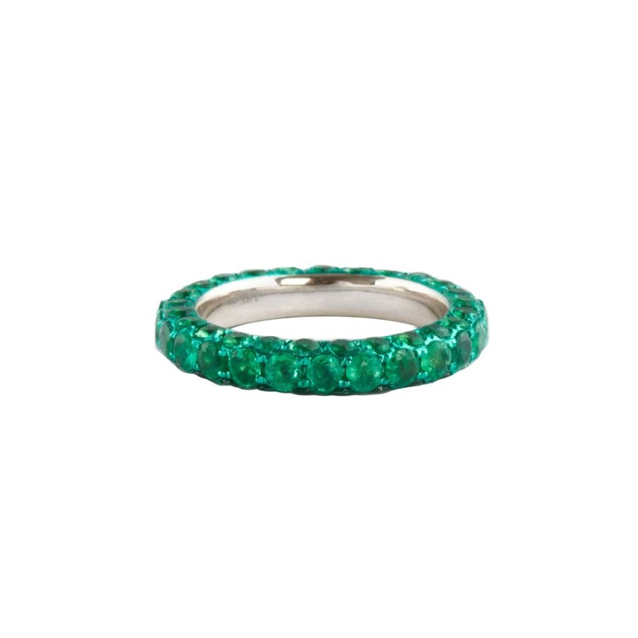 Jewelry Graziela | Triple Sided Emerald Band Ring - White Gold