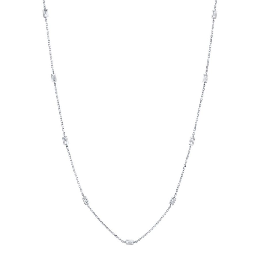 Jewelry Borgioni | By The Yard Baguette Diamond Necklace - White Gold