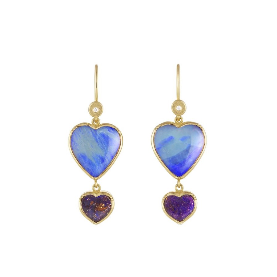 Jewelry Brooke Gregson | Heart Drop Earrings - Boulder Opal