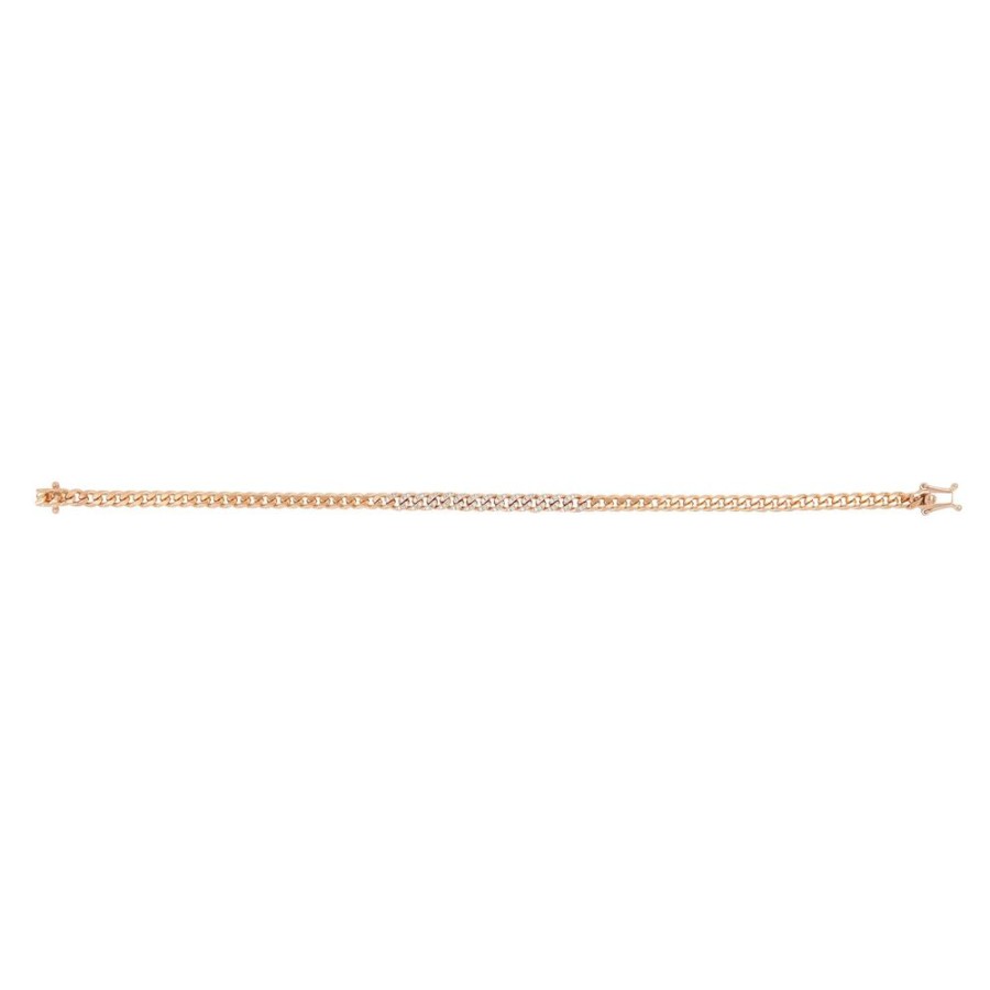 Jewelry EF Collection | Mini Curb Chain Diamond Bracelet - Rose Gold