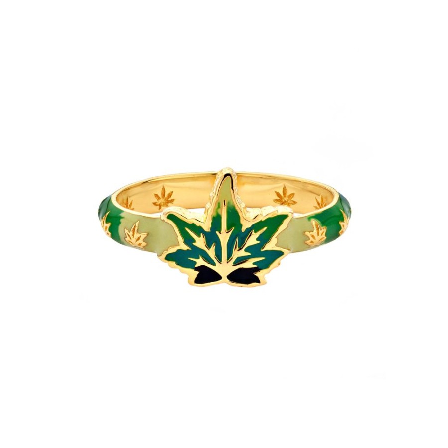 Jewelry Buddha Mama | Skinny Weed Leaf Ring