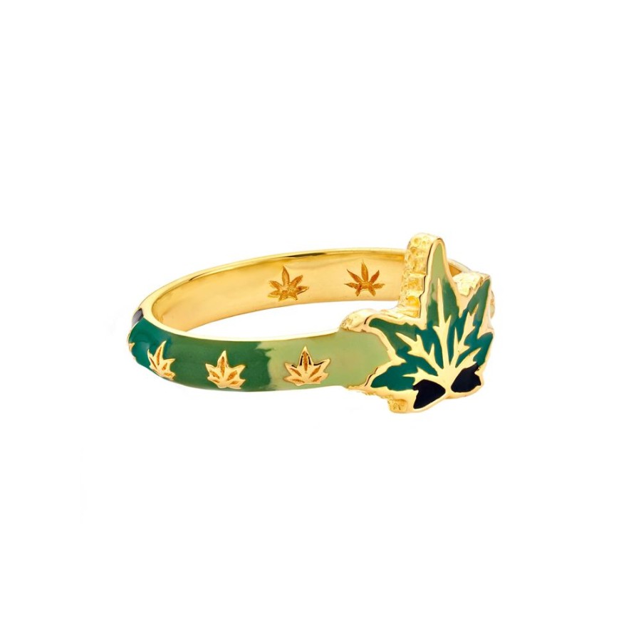 Jewelry Buddha Mama | Skinny Weed Leaf Ring