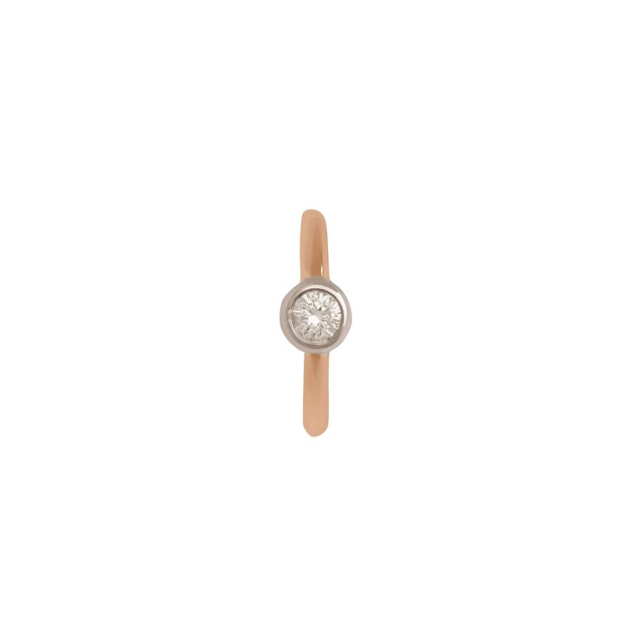 Jewelry Trouver | Round Bezel Huggie 6.5Mm - Rose & White Gold