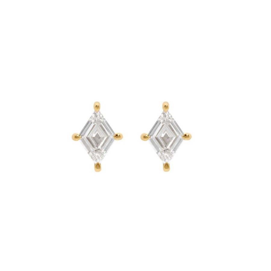 Jewelry Azlee | Lozenge Diamond Prong Studs