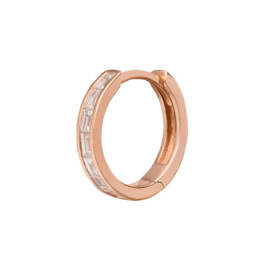 Jewelry Trouver | Half Baguette Huggie 9.5Mm - Rose Gold