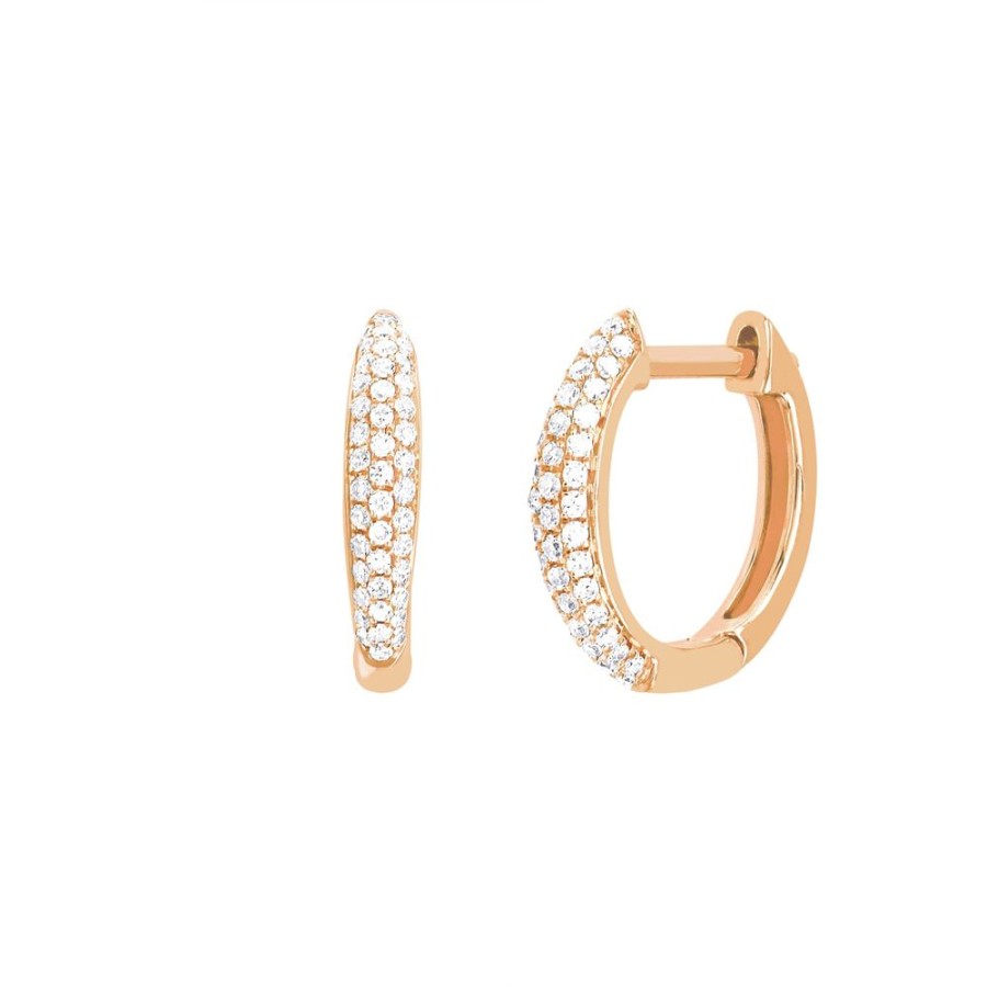 Jewelry EF Collection | Mini Dome Diamond Huggies - Rose Gold