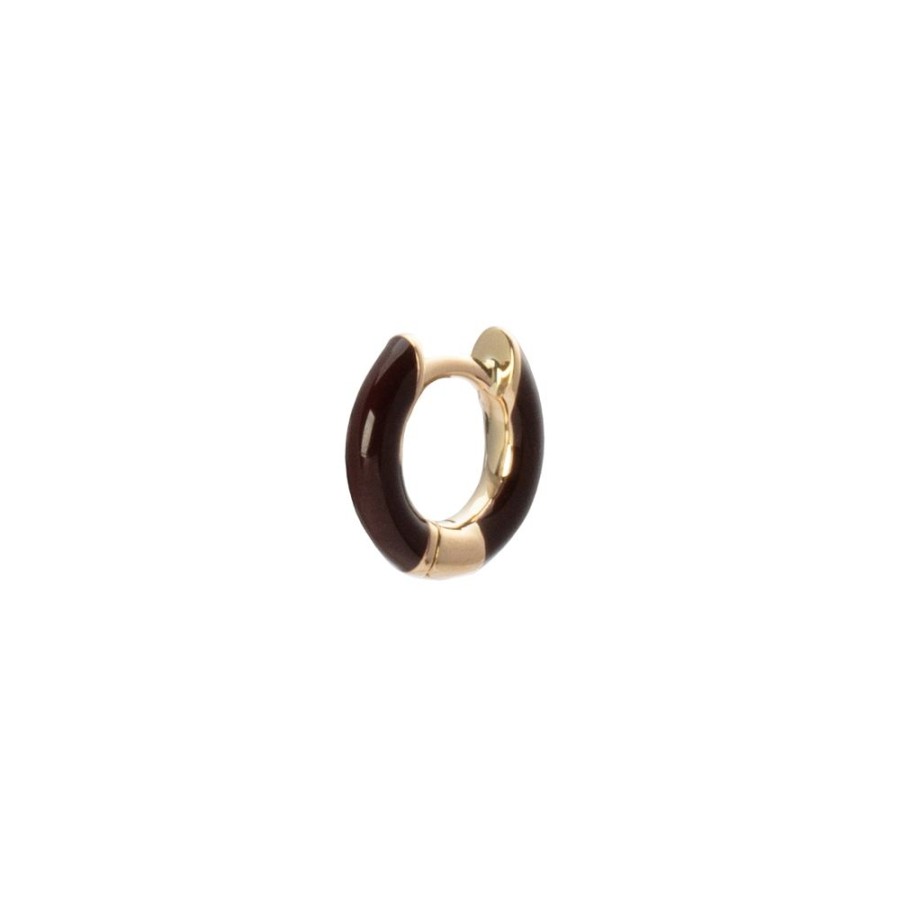 Jewelry Trouver | Enamel Huggie 6.5Mm - Chocolate