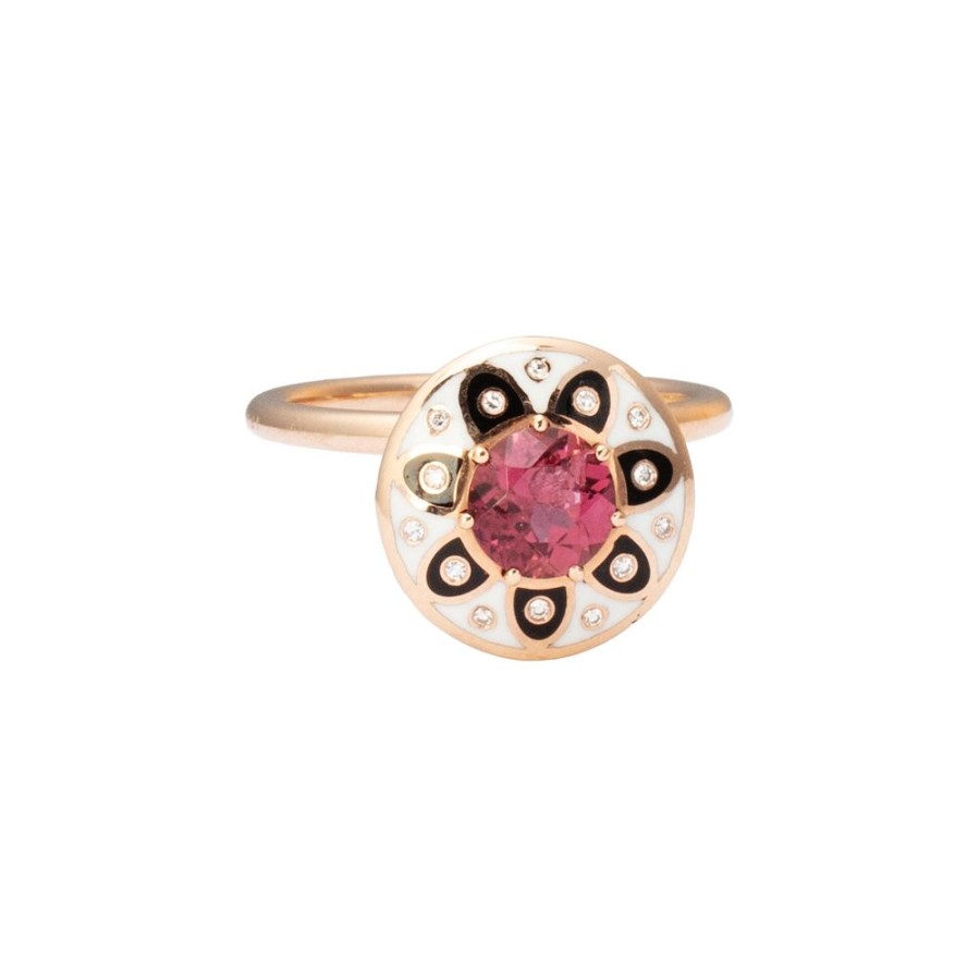 Jewelry Selim Mouzannar | Tourmaline And Diamond Ring - Ivory & Black Enamel