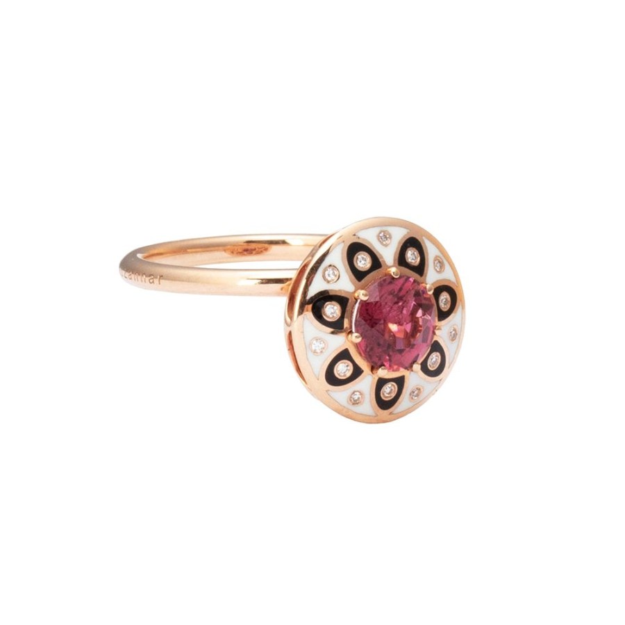 Jewelry Selim Mouzannar | Tourmaline And Diamond Ring - Ivory & Black Enamel