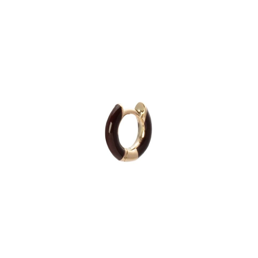 Jewelry Trouver | Enamel Huggie 5Mm - Chocolate