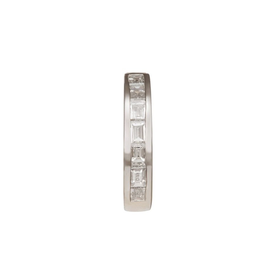 Jewelry Trouver | Half Baguette Huggie 9.5Mm - White Gold