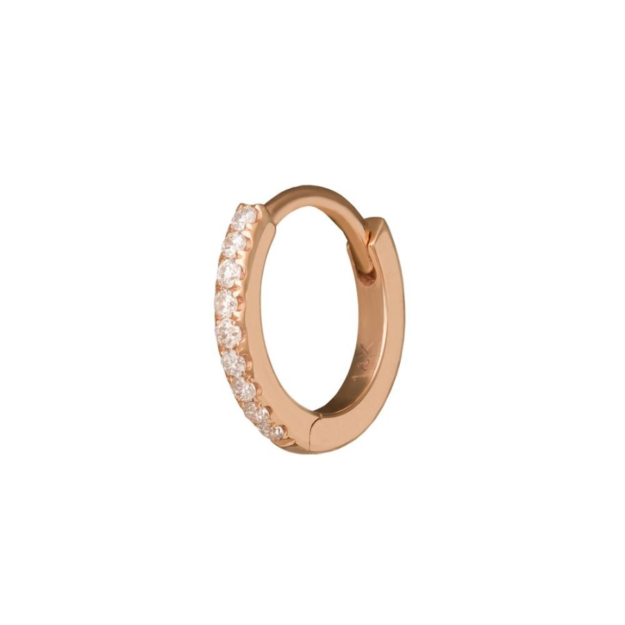 Jewelry Trouver | Half Paved Huggie 8Mm - Rose Gold