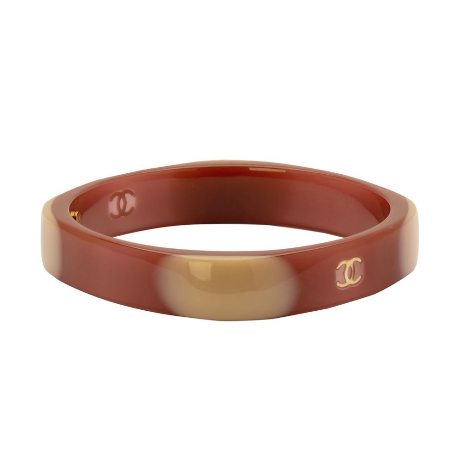 Jewelry Antique & Vintage Jewelry | Chanel Brown & White Acrylic Bangle