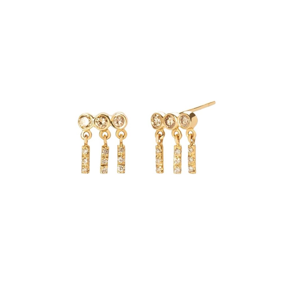 Jewelry Xiao Wang | Gravity Triple Earrings - Champagne & White Diamond