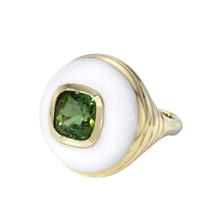 Jewelry Retrouvaí | One-Of-A-Kind Tourmaline And Chalcedony Petite Lollipop Ring