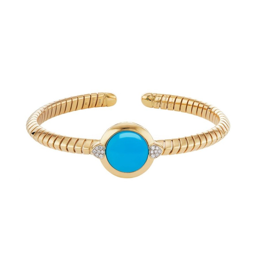 Jewelry Marina B | Large Soleil Turquoise Pave Bangle - 14Mm