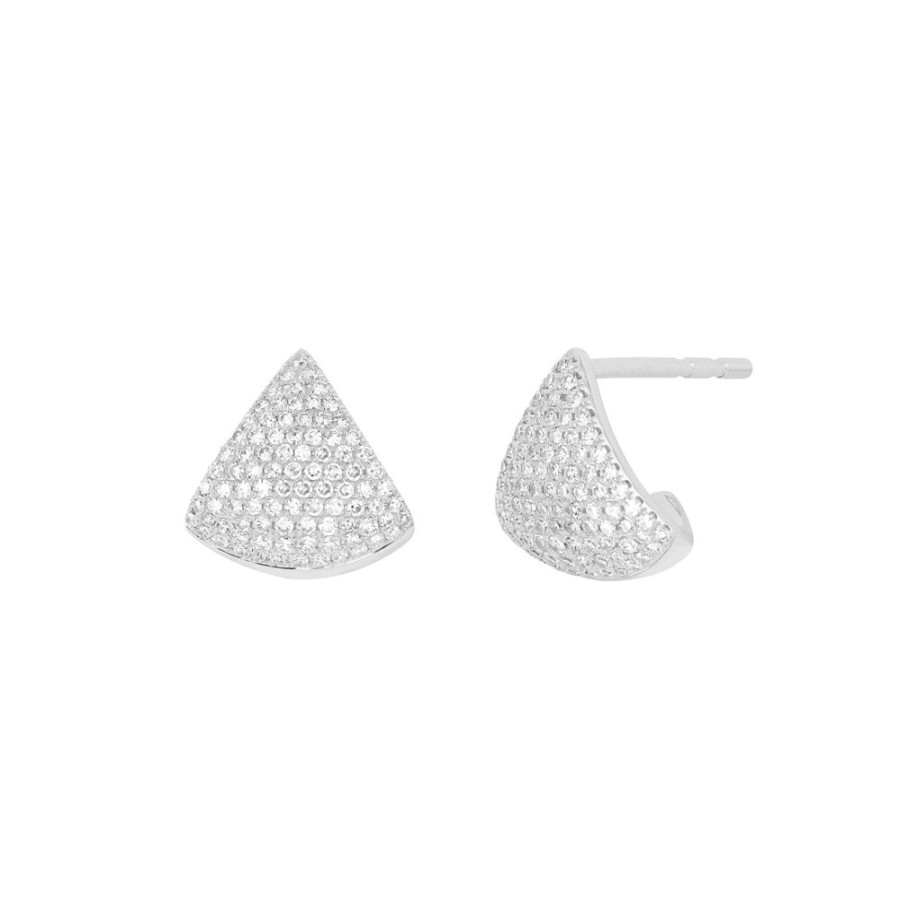 Jewelry EF Collection | Chevron Diamond Studs - White Gold